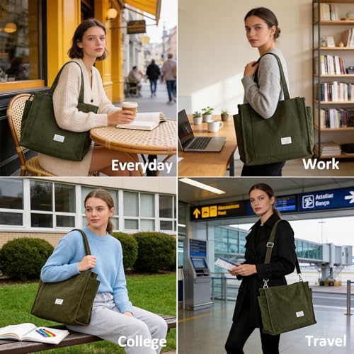 Bolso Tote de pana para mujer con múltiples bolsillos miniatura 2