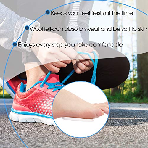 Image of Syhood 20 Pieces Metatarsal Felt Pads Foot Insert Pads Ball of Cushion for Pain Relief Forefoot and Sole Adhesive Accessories for Men and Women 1 /4 Inch Thick(Oval,White, Nude Color,Wool Felt)