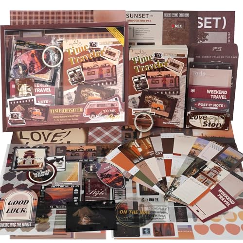 Funto Scrapbooking Kit (116 PCs), Rettungskollektions-Serie-Zeit-Reise, perfekt für Kugel Scrapbooking-Materialien, Planer DIY Arts Craft Collage