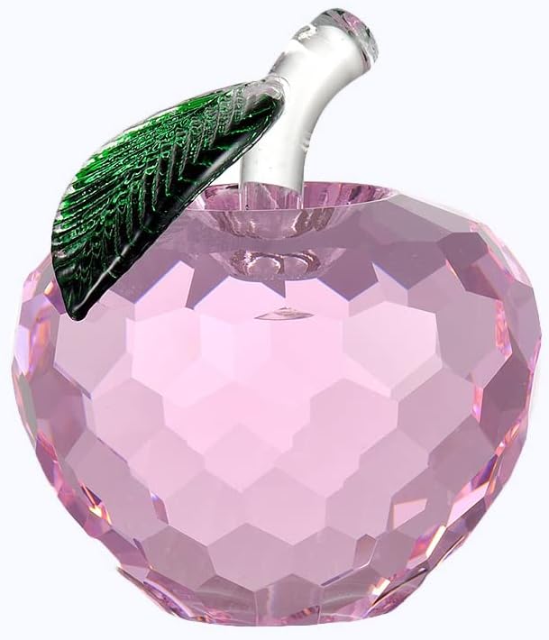 クリスタル オーナメント ピンク アップル ガラス フルーツ 置物 文鎮 ハンドメイド アート ギフト クリスマス 誕生日 オーナメ