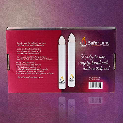 SafeFlame Hand Held LED Candles - Batteries Included - Easy On/Off Switch - Safe Flame for Candlelight Service (Box of 25) (Warm White) – Bild 4