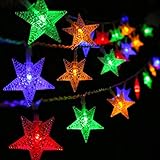 Star String Lights, 50 LED Fairy Lights Battery Operated, Waterproof Christmas Decorations Lights for Indoor, Outdoor, Wedding Party, Christmas Tree, Bedroom (Multicolor)