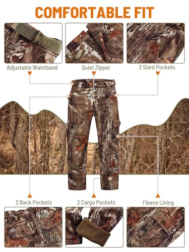 NEW VIEW Kids Camo Hunting Clothes Silent, Youth Hunting Jacket & Pants for Cold Winter, Camouflage Hunting Coat for Boys & Girls (tree-S)4