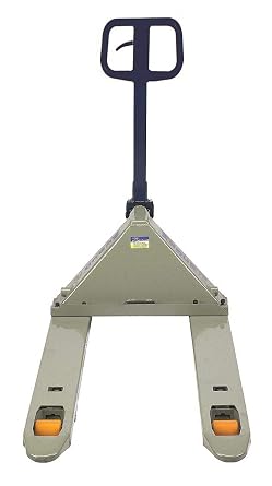 Wesco 272744 Deluxe Adjustable Fork Pallet Truck with Handle, Polyurethane Wheels, 5500 lbs Load Capacity, 47" Height, 48" Length x 27" Width