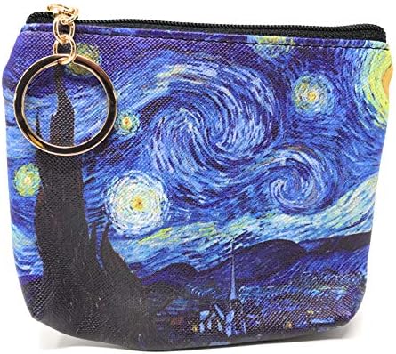 Value Arts Van Gogh Starry Night Coin Purse Pouch with Key Ring