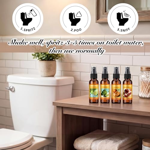 Image of 8 Pcs Toilet Spray Bathroom Odor Eliminator 2oz Air Freshener,Brown,Fruit | Lime, Lemon, Bergamot, Mandarin, Lemongrass, Grapefruit, Sweet Orange, and Blood Orange.
