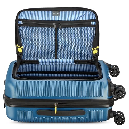 Image of DELSEY PARIS Freestyle 55 CM Small Cabin ABS /Polycarbonate 8 Wheels Global Warranty 5 Years Hard-Sided Trolley Bag /Suitcase /Luggage /Front Opening /SECURITECH Zip-Blue