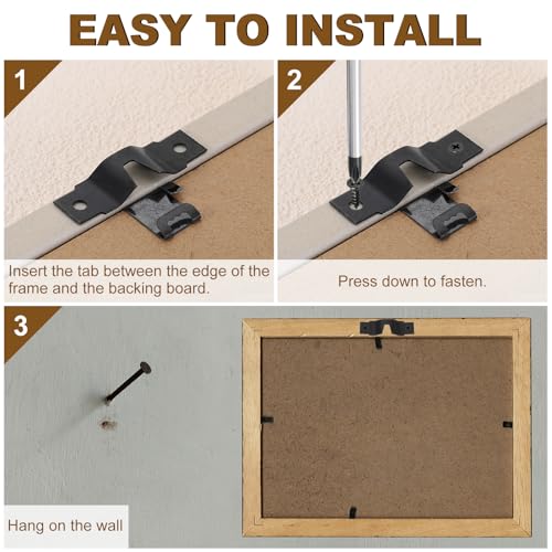 Image of uxcell 20Pcs Picture Hangers, Frame Back Fasteners with Screws, Single-Notch Double Hole Precision Hangers Hook for Hanging Paintings Picture Photos Frame, Silver
