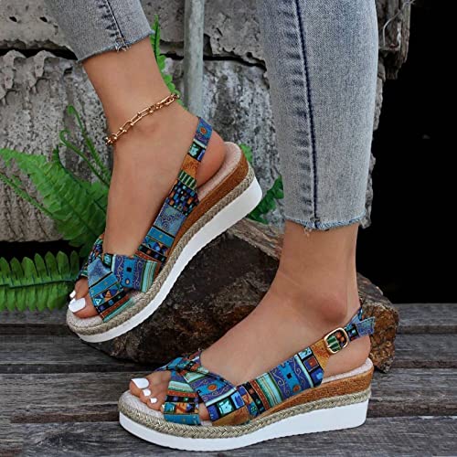 Womens Wedge Sandals Mid Heel Espadrilles Wedges Platform Sandals for Women Dressy Summer Comfortable Orthopedic Sandals Strappy Sandals for Women Walking Sandals Casual4
