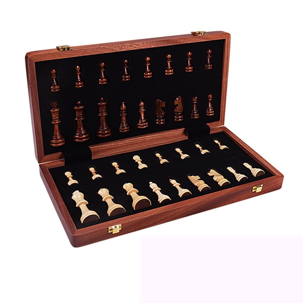 ZAW Schach Hölzerne faltende Schach Tragbare Reiseschach-Spielbrett Set 2 Extra Queens for Anfänger und Erwachsene Chess (Größe : 39cm)