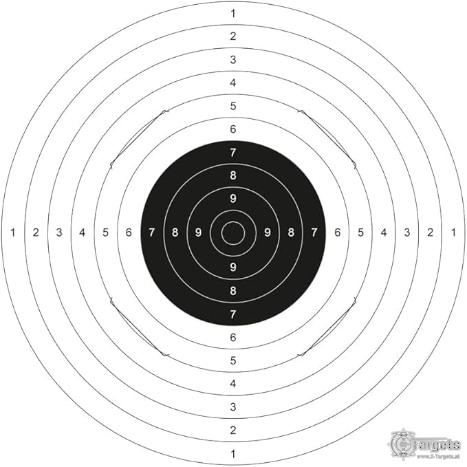 X-Targets Zielscheiben 5 Stück Standard Target XLS 55x52 cm weiß geschlitzt Karton 250 g/m² für Sportschützen Einsteiger Schießstand Papier Zielscheibe Training Scheibe Schießscheiben Set