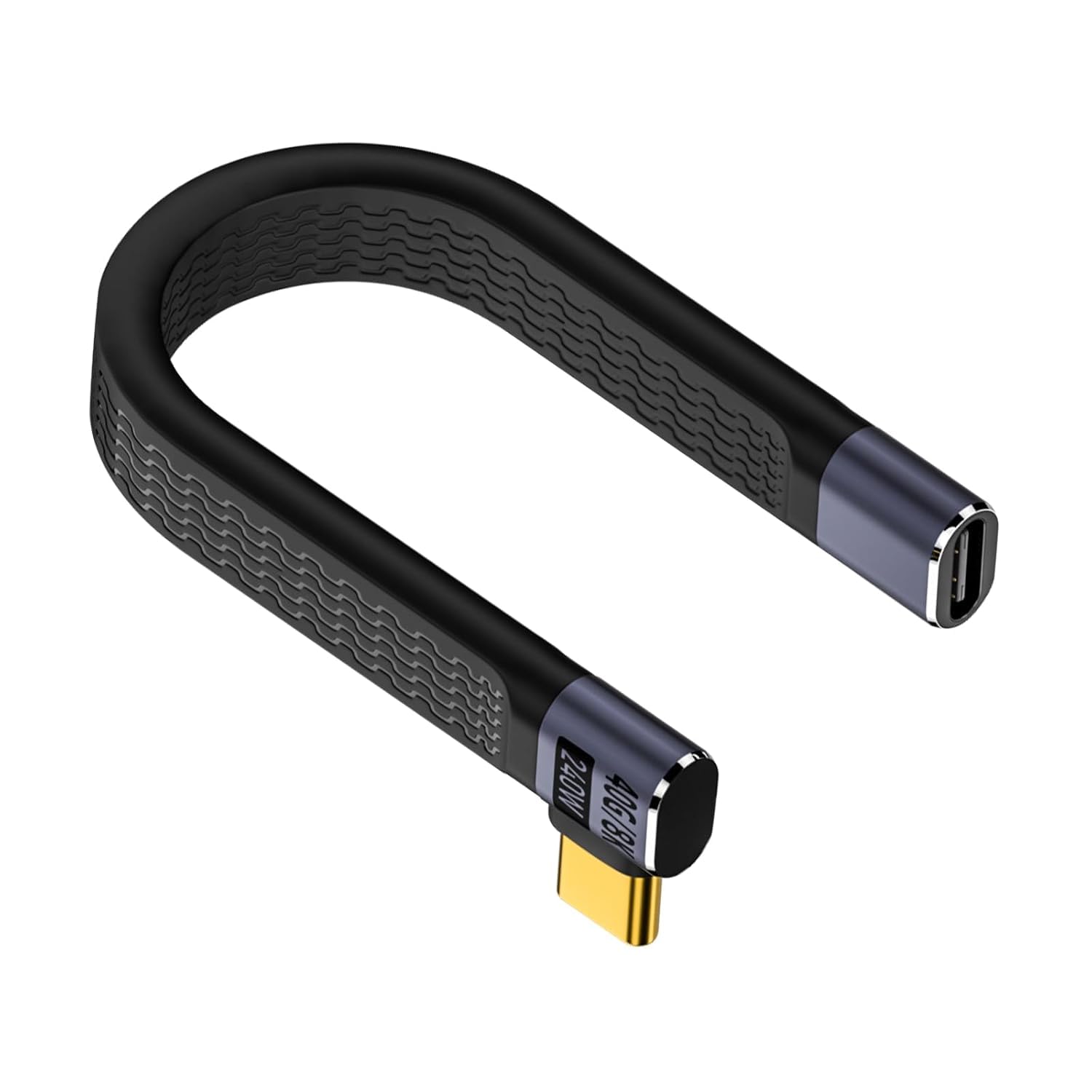 MICROWARE Flat Short USB C Extension Cable 5inch, 240W Right Angle USB C Male to Female Cable, 40Gbps USB 4.0 Type C Extender Cable, External SSD, Docking (Right Angle Female to Male)-image-5