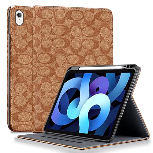 HYHCF Designer Compatible with iPad (A16) 11th Generation Case 11 Inch 2025,iPad 10th Generation Case 10.9 Inch 2022,Slim Stand PU Leather,with Pencil Holder and Soft TPU Back,Auto Sleep/Wake-Brown