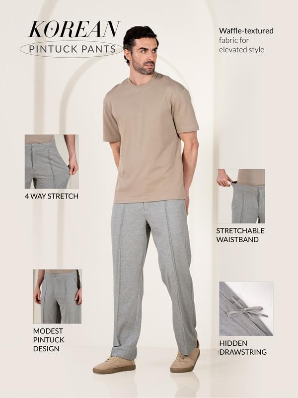 Image of The Pant Project Relaxed Fit Korean Pintuck Pants for Men | Stylish Relax Fit Men's Wear Trousers for Office or Party | Mens Fashion Dress Trouser Pant