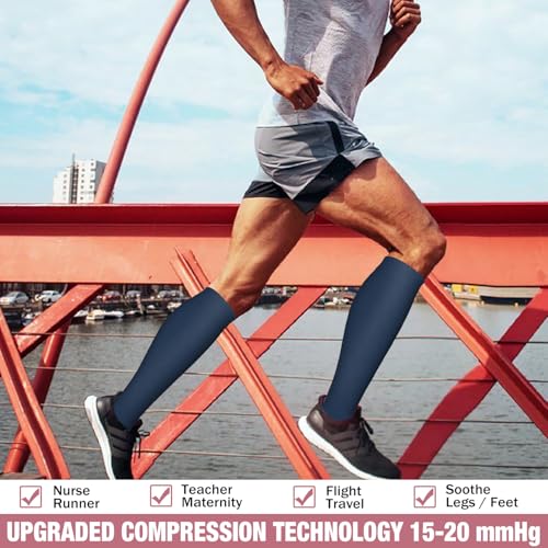 Image of Compression Socks for Women & Men Circulation (6 Pairs) 15-20 mmHg is Best Support for Athletic Running,Nurse