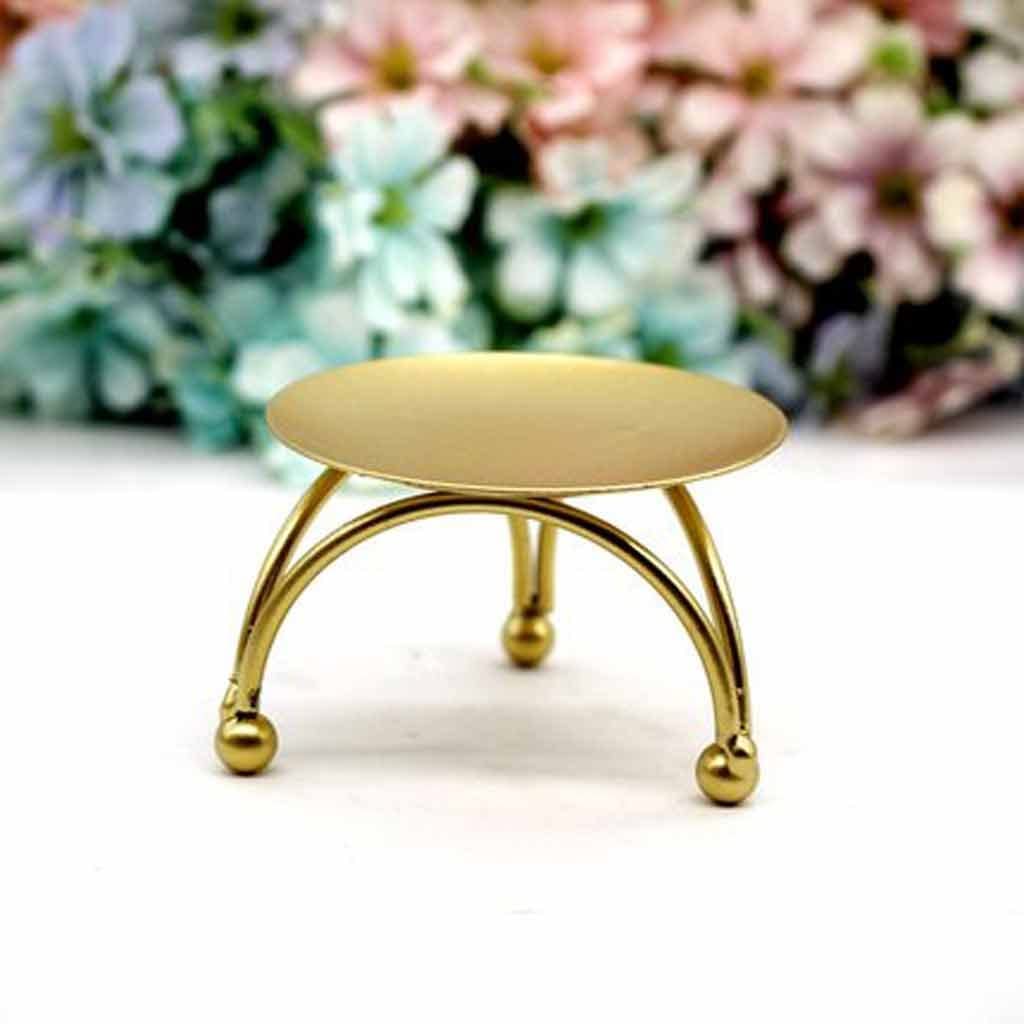 Regalo Decorazione per la casa Ornamento di nozze Portacandele in oro nero Candelabro artigianale in ferro battuto Candeliere a piatto rotondo (A 4,5 cm)