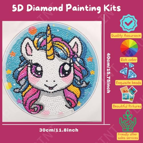 Image of PLUSPOINT 5D Diamond Gem Kits for Kids with Frame Diamond Arts and Crafts for Kids Ages 6 8 10 12 Gem Art Painting Kit Unicorn Crafts Unicorn Diamond Painting Kits for Girls