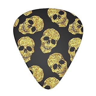 Lot de 12 médiators tendance et durables en forme de tête de mort pour ukulélé guitare électrique basse - Les Beatles, Paul McCartney, John Lennon, RIngo Starr, George Harrison