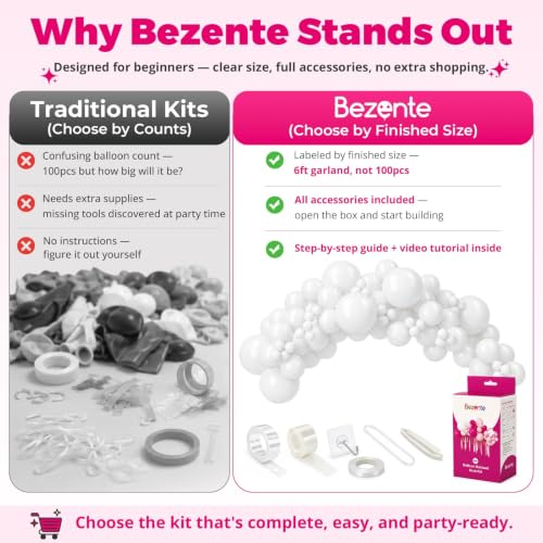 Image of Bezente 6FT White Balloon Garland Arch Kit for Wall & Doorway 79 Pcs | White Latex Balloons Different Sizes 18 12 5 Inch for Party Baby Shower Birthday Wedding Bridal Shower Decorations