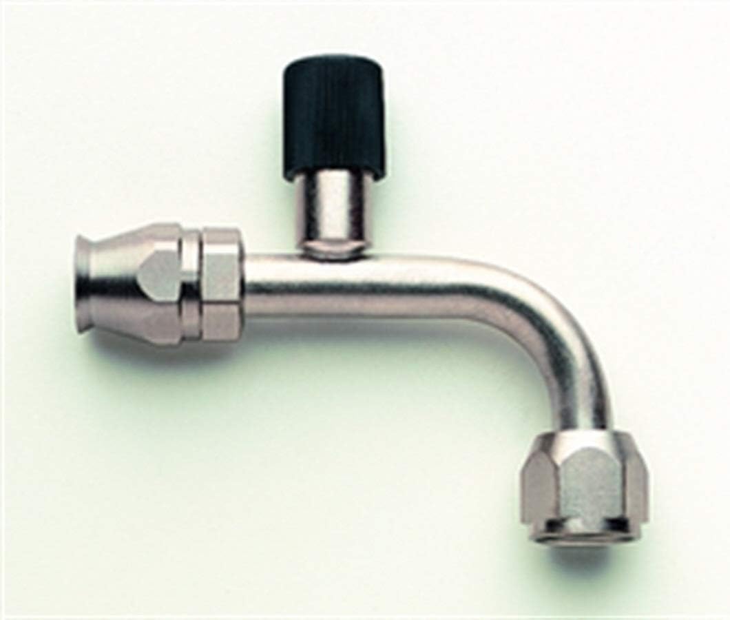 Aeroquip FCE1833 Nickel-Plated Steel -08AN A/C 90-Degree Female O-Ring Pilot with Service Port