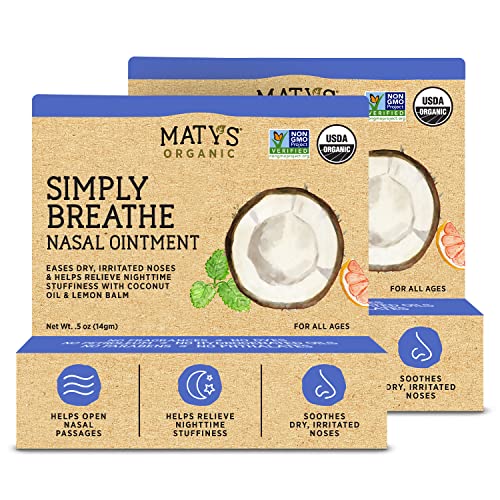 Matys Simply Breathe Nasal Ointment â Helps Soothe and Moisturize Dry, Irritated Noses & Relieve Nighttime Stuffiness, Great for Air Travel, Dry Climates and More â .5 oz, 2 Pack