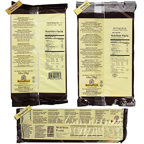 Le Veneziane Gluten Free Pasta Noodles Variety Pack Includes: [1] Spaghetti Noodles [1] Rigatoni [1] Farfalle [1] Pipe Rigate and [1] Fettucee ~ Corn Pasta ~ 5 Count - Thumbnail 3