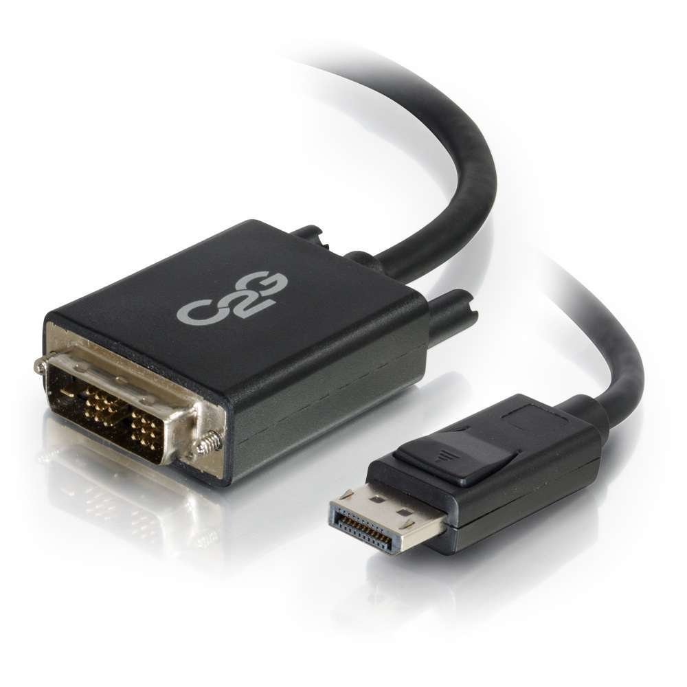 C2G Cable adaptador DisplayPort macho a DVI-D Single Link macho de 2 m, negro - Adaptadores de cable de vídeo (negro, 2 m, DisplayPort, DVI-D, 1920 x 1200 Pixeles, Negro, Macho/Macho)