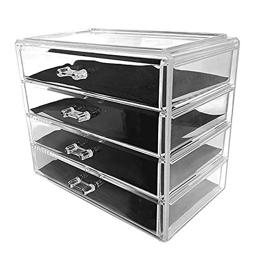 LJJ Capa 4 cajones del Maquillaje Organizador, Multifuncional Caja de Almacenamiento de cosméticos Transparentes, para la Cocina, baño, trastero, Estudio, baño