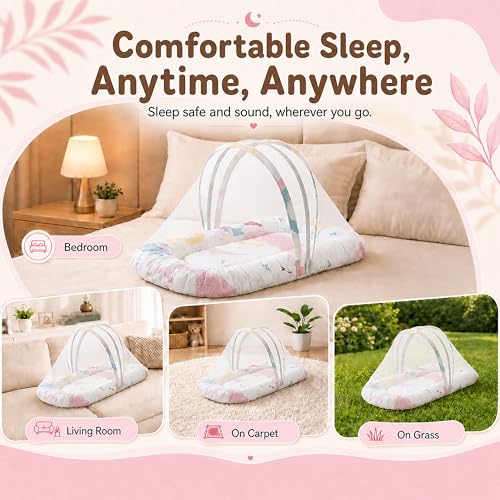 Image of StarAndDaisy 3 in 1 Baby Nest Mosquito net for Sleeping - Newborn, Mosquito net for Baby /Soft and Comfortable Bed, Washable Cotton Design for 0-12 Months Baby (Ocean Print)