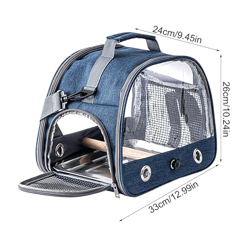 Bird Travel Carrier With Standing Perch And Stainless Steel Tray, Lightweight Breathable Parrot Cage, Portable Small Pet Carrier Bag With Shoulder Strap For Parrot, Parakeet, Parrots - Image 3