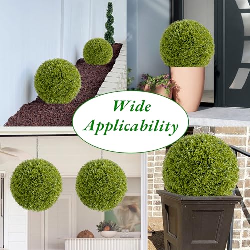 GarveeHome 15.7 in Artificial Plant Topiary Ball Set of 2, Lifelike Artificial Boxwood Balls, Indoor Outdoor Decorative Fake Greenery Plants for Home Office, Garden, Wedding, Porch Decor by GarveeHome - Used condition - Image 5
