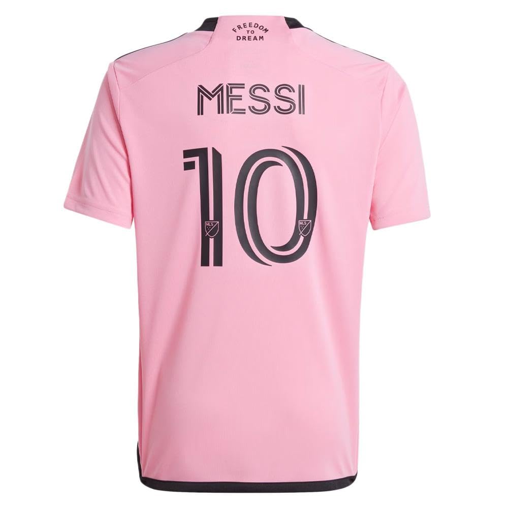'24-'25 Inter Miami Lionel Messi Home Shirt - Kids Polyester Made By: Adidas Unisex Kids Pink Size 13-14