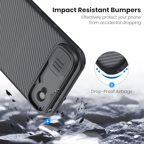 Image of Nillkin for iPhone Air Case with Slide Camera Cover, Thin Slim Fit, Shockproof Protective, Protector Privacy, Phone Case iPhone Air Camera Lens Protector 6.5 inch, Transparent Black