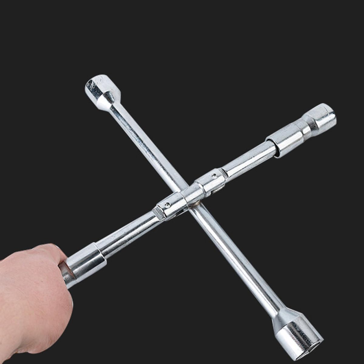 Llave para Tuercas de Rueda de Acero Plegable Agarre Cómodo, Llave Cruz de 4 Vías para Reparaciones de Neumáticos y Tuercas en Coche