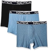 NAUTICA Men's 3-pack Classic Underwear Cotton Stretch Boxer Briefs, Black/Aero Blue/Anchor Printaero Blue, Large UK