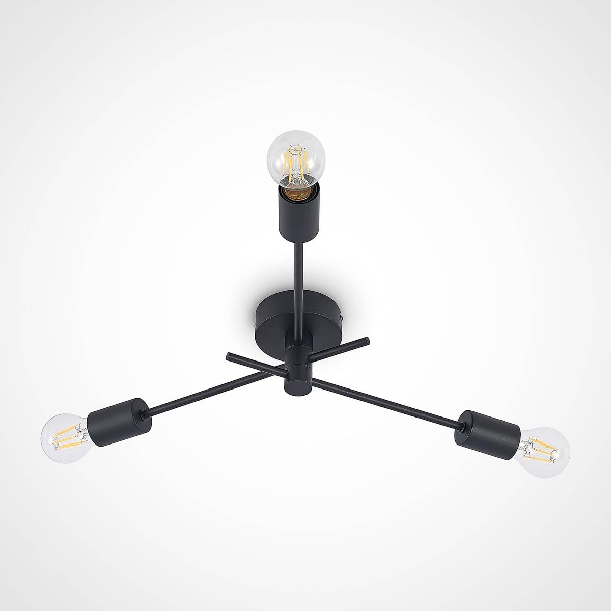3-light industrial ceiling light, black metal semi flush mount ceiling lamp, e27 sputnik light fixture for bedroom, living room, dining room, kitchen & hallway (bulbs not included)