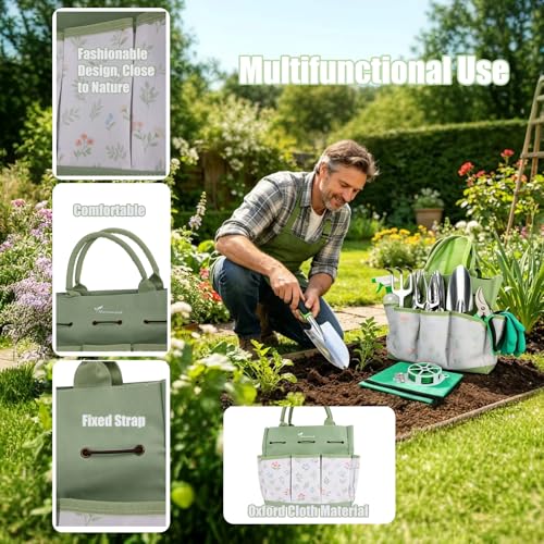 Set de 13 piezas de jardinería con bolsa y delantal verde miniatura 4