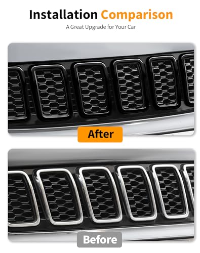 Image of Hoolcar Front Grill Mesh Inserts Compatible with Jeep Grand Cherokee 2017-2020 Clip-on Grille Inserts Cover Trim Exterior Accessories, Black