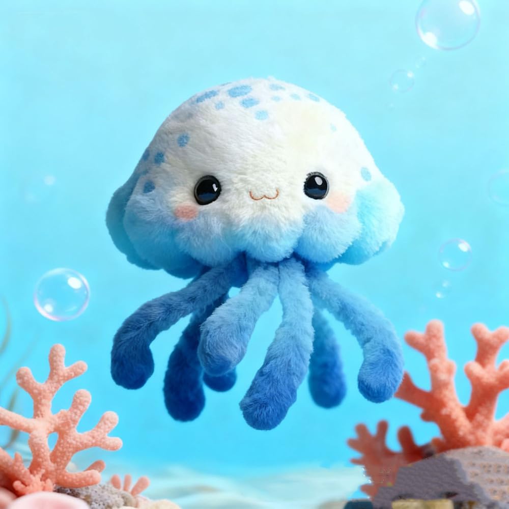 NatureMan Blue Plush Jellyfish Toy,30cm Sea Life Jellyfish Stuffed Animal Toys for Ocean Lovers Gift Kids Bedroom Decor - Image 4