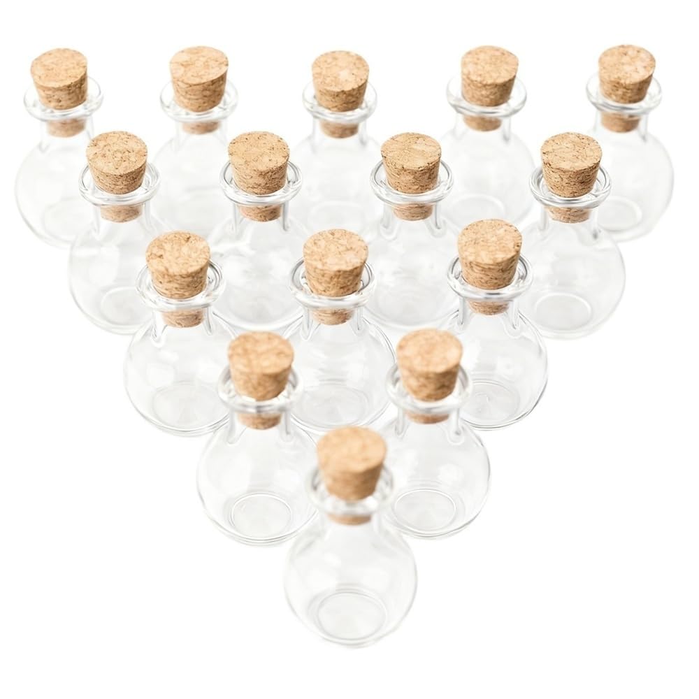 GOCENJIU Empty Decorative Bottle 40pcs Mini Glass Empty Sample Jars 3x1.7x1.7cm, Clear Small Crafts Bottles Drifting Vials with Cork Stoppers