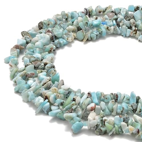 Image of 5-8mm Larimar Chips Natural Chip Stone Beads for Jewelry Making | Semi Precious, Loose Gemstone, Healing Crystal, Rocks, 230Pcs Strand, Drilled, DIY Bracelets Necklaces Earrings Crafts Supply