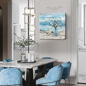 Large Canvas Wall Art for Living Room Blue Beach Wall Decor Ocean Theme Print Seaside Framed Artwork for Bedroom Bathroom Abstract Seascape Painting Coastal Flower Picture Home Office Decor 30x30inch Large Canvas Wall Art for Living Room Blue Beach Wall Decor Ocean Theme Print Seaside Framed Artwork for Bedroom Bathroom Abstract Seascape Painting Coastal Flower Picture Home Office Decor 30x30inch
