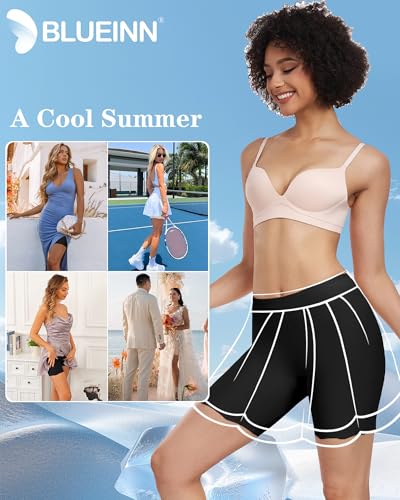 Image of Women Slip Shorts Anti Chafing Under Dress Smooth Loose Fitting Cooling Boyshorts Safety Scalloped Edge Panties Lounge Summer