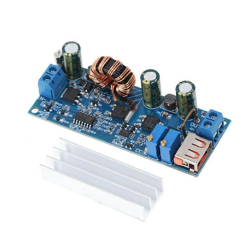 Close-up view of the main components on the DC DC Boost Converter module