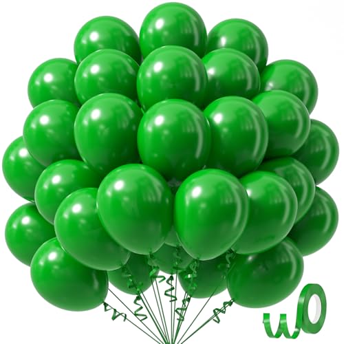 Image of Green Balloons 12 inch, Green Latex 50pcs Party Balloons | Birthday, Baby Shower Party Decorations