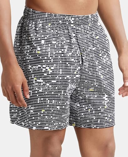 Image of Jockey NY07 Men's Super Combed Cotton Satin Weave Printed Boxer Shorts with Side Pocket