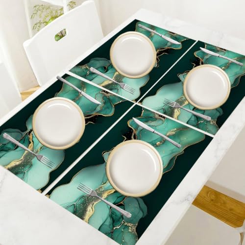 Set de table 30 x 45 cm vert pour dner entre amis coton lin