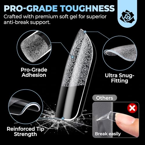 Image of UNA GELLA Short Square Gel Nail Tips 450PCS 15 Sizes Full Cover