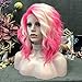 IMSTYLE Pink Blonde Lace Front Wigs Short Bob Wavy Wigs 2 Tone Neon Color Synthetic Hair Wig Free Part with Natural Hairline Shoulder Length for Women (Pink)