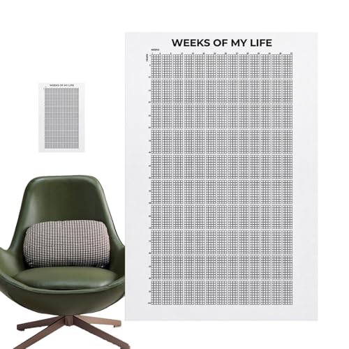 My Life In Weeks Poster Dein Leben In Wochen Kalender, 4000 Wochen Weeks Of My Life Poster Calendar, Lebenswoche Poster Wanddeko Motivationszitate Poster Heimdekoration Poster